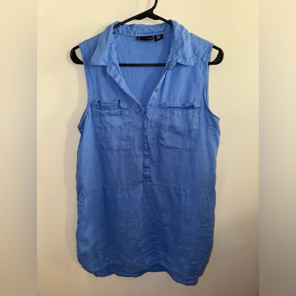 Jones New York Tops - JNY Jones New York Light Blue Popover Linen Tank Top Size Medium